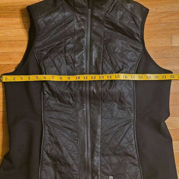 Harley-Davidson Women's XL Quilted Black Faux Leather Vest Bikercore Ripstop - Picture 5 of 10